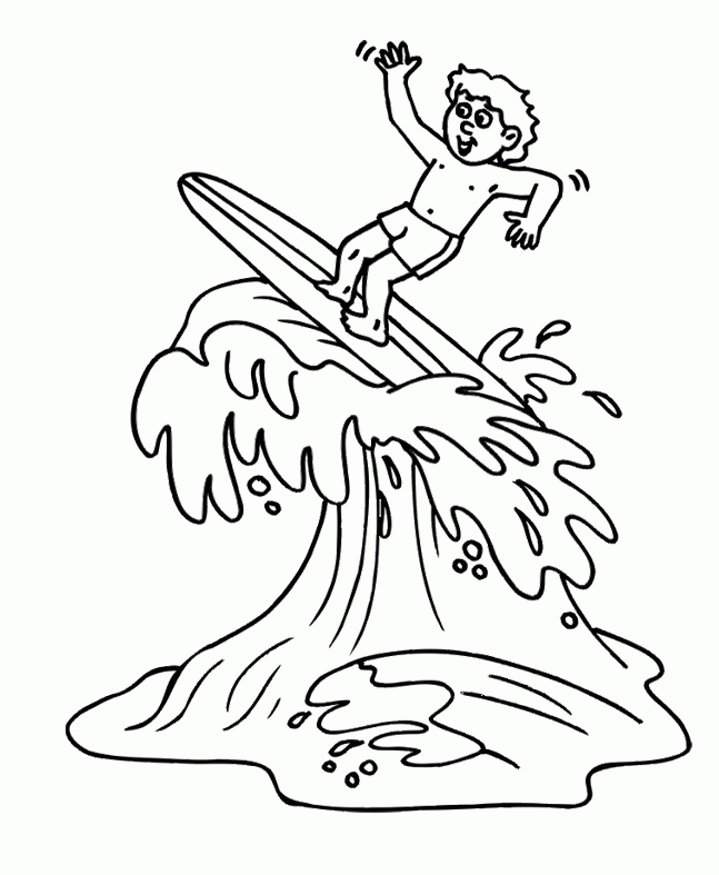 Plansa de colorat cu Surfing 17 9